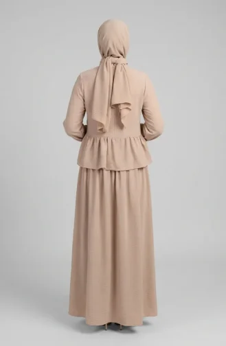 Aerobin Stoff-Hijab-Set Mit Rüschen Zweiteilig 4145-03 Beige 4145-03
