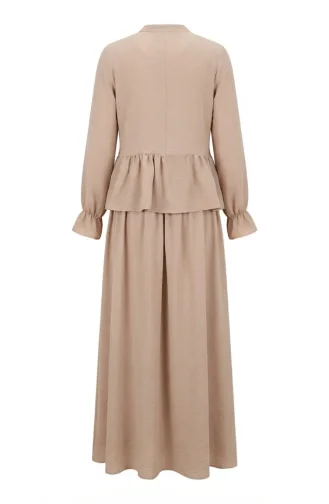 Aerobin Stoff-Hijab-Set Mit Rüschen Zweiteilig 4145-03 Beige 4145-03