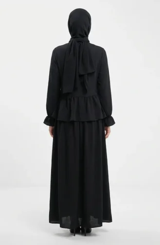 Ensemble Hijab à Volants En Tissu Aerobin Deux Pièces Noir 4145-05 4145-05