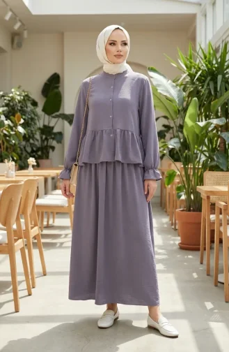 Aerobin Stoff-Hijab-Set Mit Rüschen Zweiteilig 4145-08 Grau 4145-08