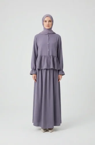 Aerobin Stoff-Hijab-Set Mit Rüschen Zweiteilig 4145-08 Grau 4145-08