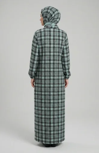 Robe D`hiver Bûcheron à Carreaux Boutonnée 2510-01 Vert Clair Noir 2510-01