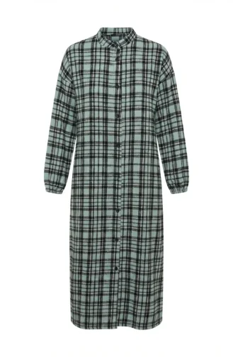 Robe D`hiver Bûcheron à Carreaux Boutonnée 2510-01 Vert Clair Noir 2510-01