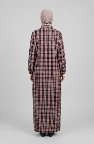 Plaid Buttoned Lumberjack Winter Dress 2510-02 Powder Black 2510-02