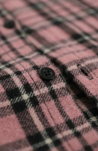 Plaid Buttoned Lumberjack Winter Dress 2510-02 Powder Black 2510-02