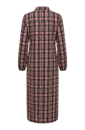 Plaid Buttoned Lumberjack Winter Dress 2510-02 Powder Black 2510-02