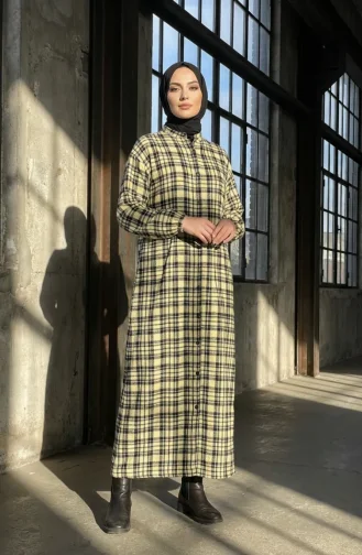 Plaid Buttoned Lumberjack Winter Suit 2510-03 Yellow Black 2510-03