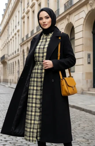 Plaid Buttoned Lumberjack Winter Suit 2510-03 Yellow Black 2510-03