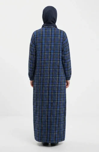 Kariertes Geknöpftes Holzfäller-Winterkleid 2510-04 Indigo Schwarz 2510-04
