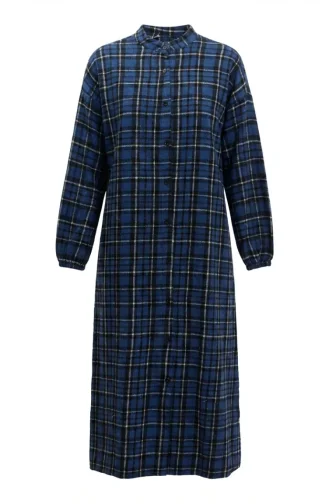 Kariertes Geknöpftes Holzfäller-Winterkleid 2510-04 Indigo Schwarz 2510-04