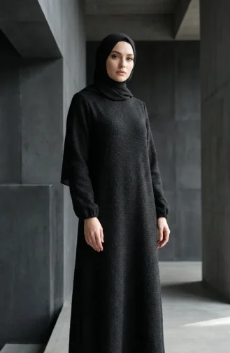 Robe D`hiver En Maille Texturée 2511-02 Noire 2511-02