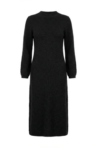 Robe D`hiver En Maille Texturée 2511-02 Noire 2511-02