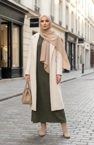Robe D`hiver En Maille Texturée 2511-03 Kaki 2511-03