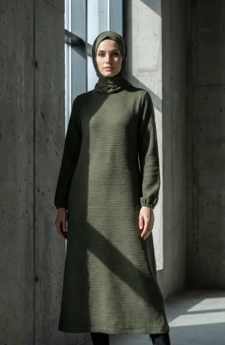 Robe D`hiver En Maille Texturée 2511-03 Kaki 2511-03