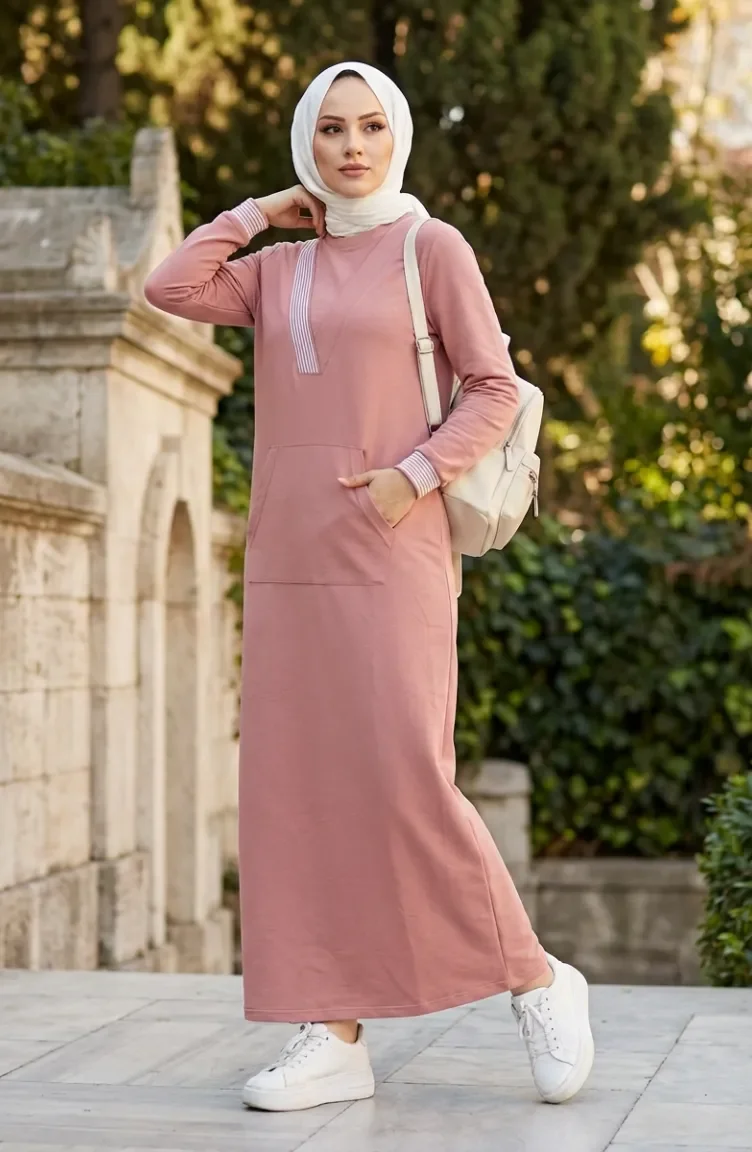 Robe Sport à Poche Kangourou 71188-02 Rose Poudré 71188-02