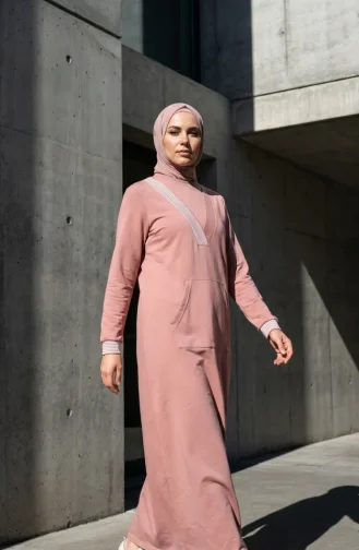 Robe Sport à Poche Kangourou 71188-02 Rose Poudré 71188-02