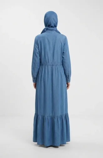 Jeanskleid Aus Tencel-Gewebe Mit Kordelzug In Der Taille Gerafft 2826-02 Blau 2826-02