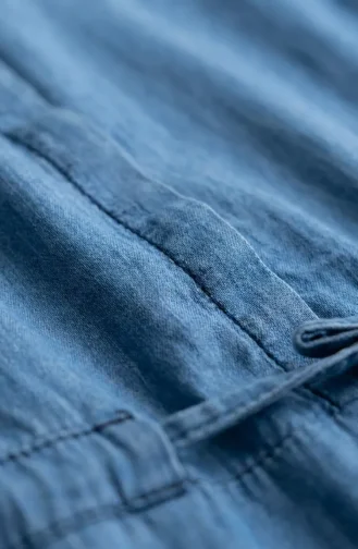 Jeanskleid Aus Tencel-Gewebe Mit Kordelzug In Der Taille Gerafft 2826-02 Blau 2826-02