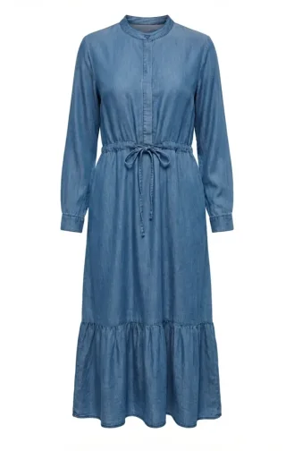 Jeanskleid Aus Tencel-Gewebe Mit Kordelzug In Der Taille Gerafft 2826-02 Blau 2826-02