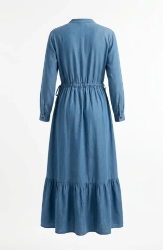 Jeanskleid Aus Tencel-Gewebe Mit Kordelzug In Der Taille Gerafft 2826-02 Blau 2826-02