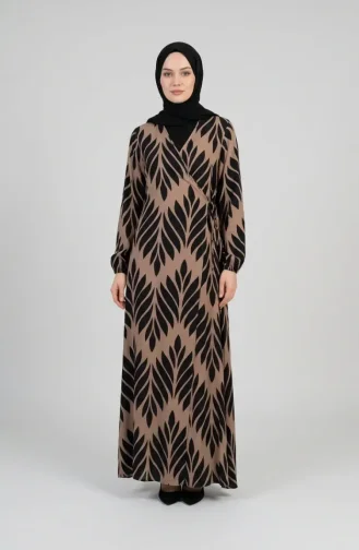 Robe De Prière En Viscose à Nouer Sur Le Côté 994483G-01 Beige Noir 994483G-01