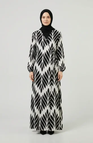 Side-Tie Viscose Prayer Dress 994483G-03 Black And White 994483G-03