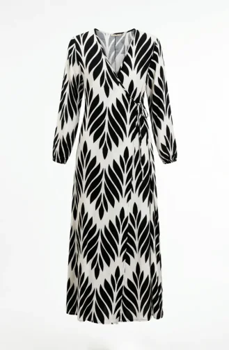 Side-Tie Viscose Prayer Dress 994483G-03 Black And White 994483G-03