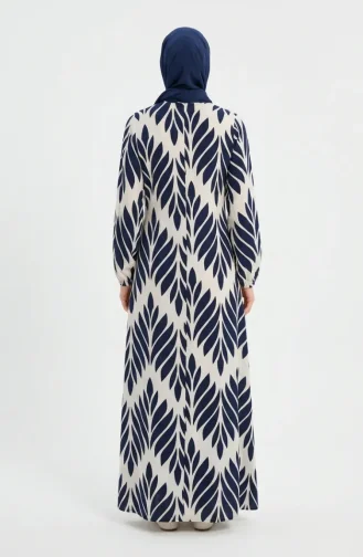 Side-Tie Viscose Prayer Dress 994483G-05 Navy Blue And White 994483G-05
