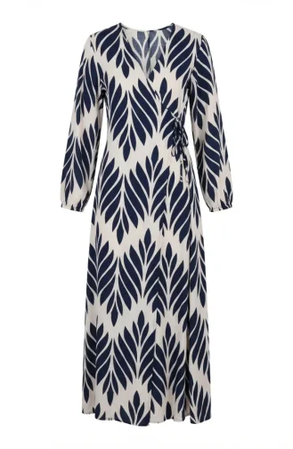 Side-Tie Viscose Prayer Dress 994483G-05 Navy Blue And White 994483G-05