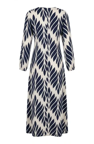 Side-Tie Viscose Prayer Dress 994483G-05 Navy Blue And White 994483G-05