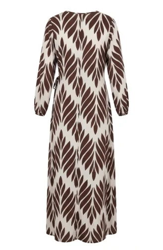 Side-Tie Viscose Prayer Dress 994483G-06 Brown White 994483G-06