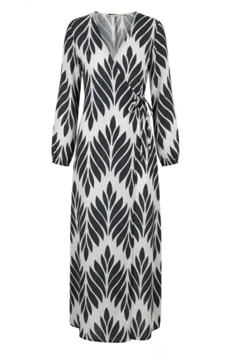 Side-Tie Viscose Prayer Dress 994483G-07 Khaki Green White 994483G-07