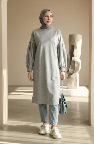 Balloon Sleeve Long Tunic 3031-15 Grey 3031-15