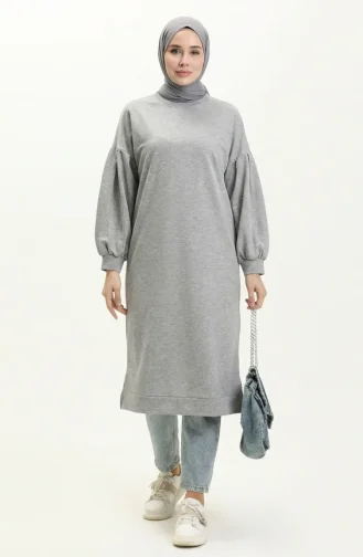 Balloon Sleeve Long Tunic 3031-15 Grey 3031-15