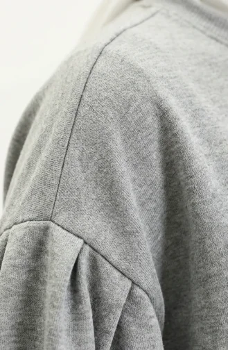Balloon Sleeve Long Tunic 3031-15 Grey 3031-15