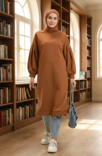 Balon Kol Uzun Tunik 3031-16 Taba