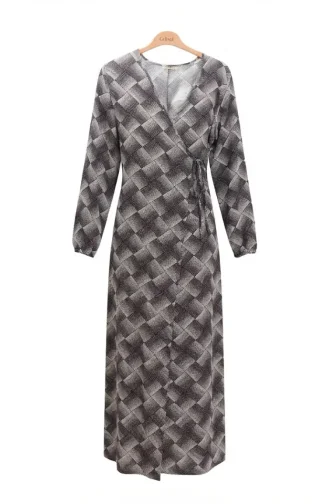 Robe De Prière En Vison à Nouer Sur Le Côté 994483A-03 Blanc Prune 994483A-03