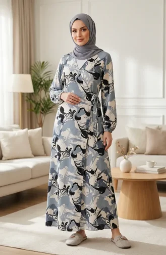 Side-Tie Viscose Prayer Dress 994483B-01 Grey Black 994483B-01