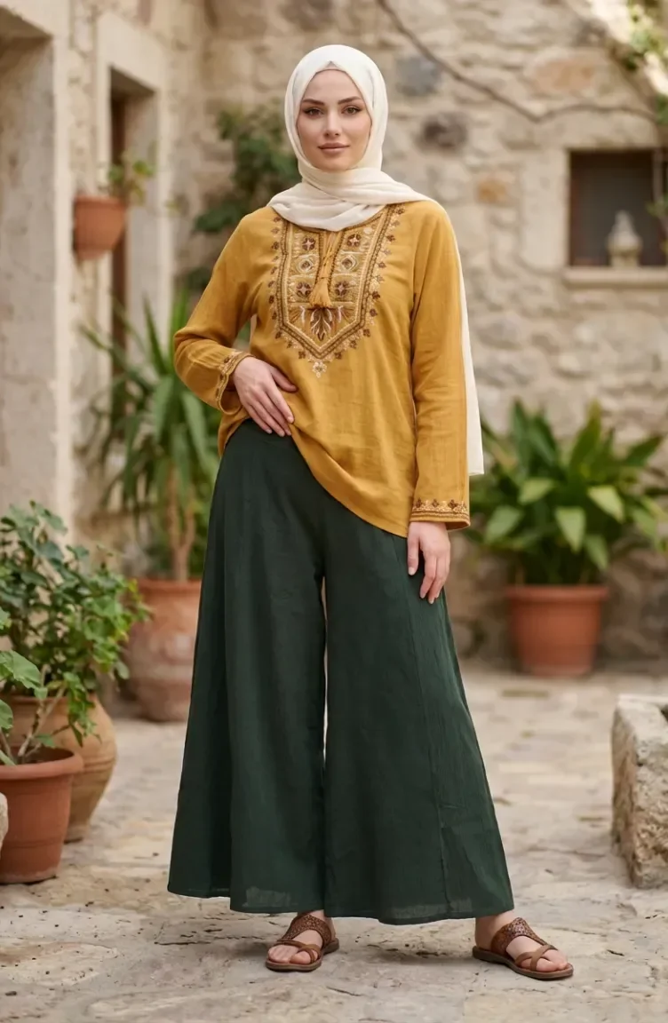 Şile Fabric Trousers Skirt 0500-10 Green 0500-10