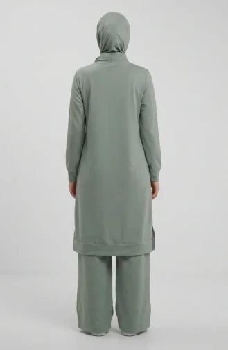 Tracksuit Set With Slit Detail 3083-09 Light Green 3083-09