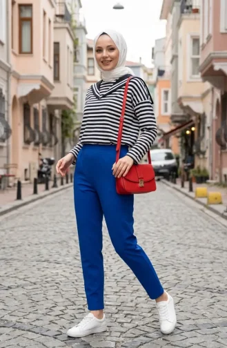 Pantalon à Taille élastique 71125-07 Bleu Marine 71125-07