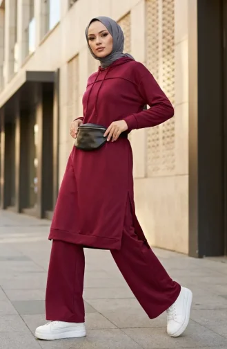 Two-Thread Hooded Two-Piece Set 3084-01 Cherry Red 3084-01