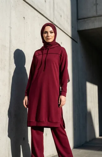 Two-Thread Hooded Two-Piece Set 3084-01 Cherry Red 3084-01