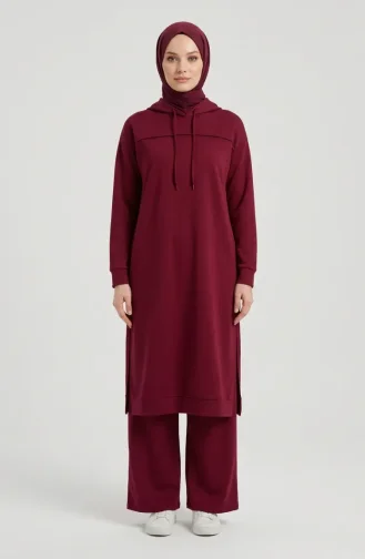 Two-Thread Hooded Two-Piece Set 3084-01 Cherry Red 3084-01