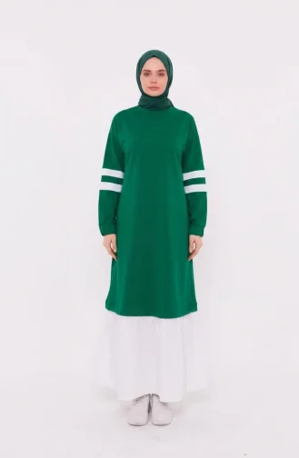 فستان حجاب رياضي مزين 71079-02 أخضر 71079-02