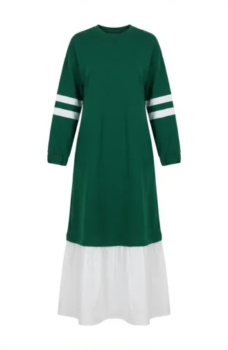 فستان حجاب رياضي مزين 71079-02 أخضر 71079-02