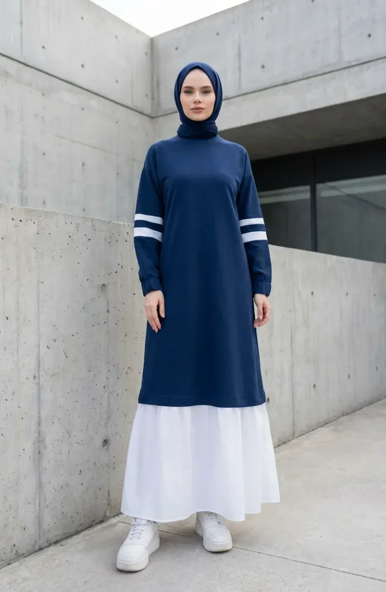 Garnili Sporty Hijab Dress 71079-03 Indigo 71079-03