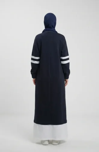 Robe Hijab Sportive Ornée 71079-04 Bleu Marine 71079-04