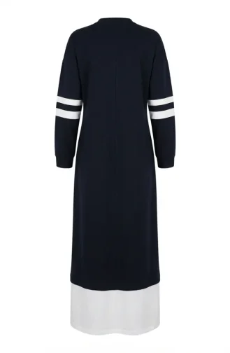 Robe Hijab Sportive Ornée 71079-04 Bleu Marine 71079-04