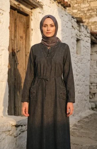 Authentic Şile Stoffkleid 8026-01 Grau 8026-01